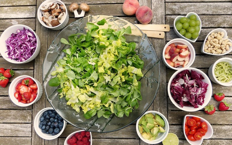 Fresh new salads with nuts and dried fruit